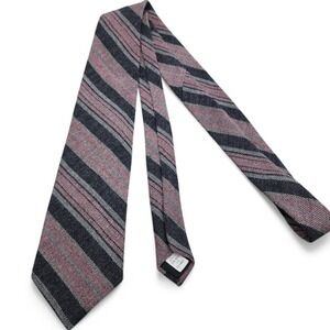 Vintage Wembley Woolcrofter Tie Charcoal Blush Wool Blend Narrow Mens‎ Necktie